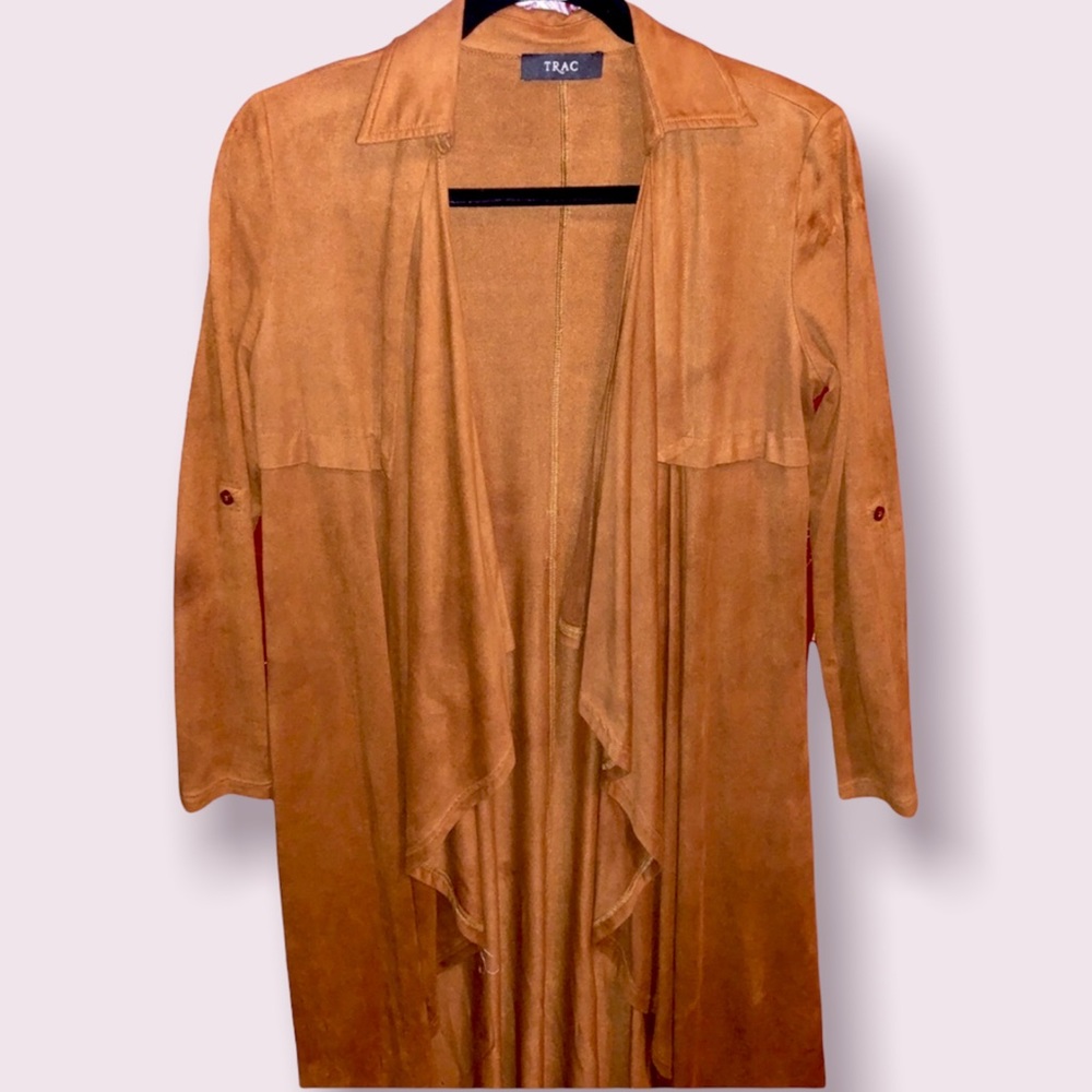 Faux Suede Trench Coat
